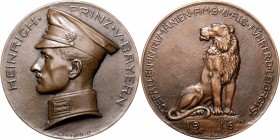 Bayern Ludwig III. 1913-1918 Bronzegussmedaille 1917 (v. Schwegerle) a.d. in Rumänien gefallenen Heinrich Prinz von Bayern Hasselmann 139. 
90,8mm 23...