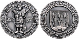 Bayern - Dinkelsbühl Silbermedaille 1928 a.d. 1000-Jahrfeier der Stadt, mit Punze 990 
kl.Rf. 30,0mm 15,5g vz-st