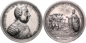 Brandenburg in den Marken - Preussen Friedrich Wilhelm I. 1713-1740 Silbermedaille 1732 (v. P.P. Werner) a.d. Aufnahme der Salzburger Emigranten. Dazu...