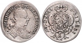 Brandenburg in den Marken - Preussen Friedrich II. der Große 1740-1786 1 Kreuzer 1745 A E für Schlesien Olding 308a. 
 ss