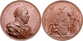 Brandenburg in den Marken - Preussen Wilhelm I. 1861-1888 Bronzemedaille 1888 (v. Schultz) auf seinen Tod Slg. Marienbg. 6293. 
winz. Rf. 70,0mm 146,...
