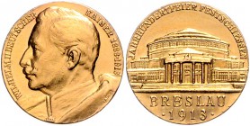 Brandenburg in den Marken - Preussen Wilhelm II. 1888-1918 Goldmedaille 1913 (v. Lauer) a.d. Festschießen anlässlich der Jahrhundertfeier der Befreiun...