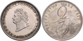 Braunschweig und Lüneburg - Hannover, ab 1762 Königreich Georg IV. 1820-1830 2/3 Taler 1826 B langer Bruchstrich in Wertzahl AKS 40. Jg. 25a. 
 vz-st...