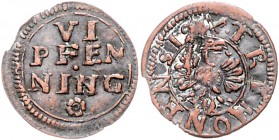 Dortmund - Stadt 6 Pfennig o.J. unter Kaiser Leopold I. 1658-1705 Berghaus 229b. 
 ss+