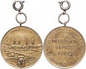 Frankfurt - Stadt Goldmedaille 1926 (unsign., v. Wiedemann ?) a.d. 29. Verbandsschießen Mittelrhein-Pfalz-Baden, mit Feingehaltsstempel 585" "
m. Ori...