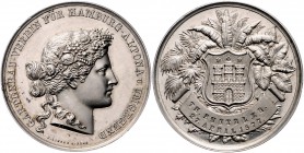 Hamburg Silbermedaille 1877 (graviert) (v. Lorenz u. Sohn) Preismedaille des Gartenbau-Vereins für Altona u. Umgebung, mit Gravur 
l.ber., kl.Rf. 42,...
