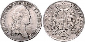 Sachsen - Kurfürstentum ab 1806 Königreich Friedrich August III. 1763-1806 1/3 Taler 1786 IEC Kahnt 1113. Buck 151. 
 ss+