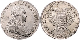 Sachsen - Kurfürstentum ab 1806 Königreich Friedrich August III. 1763-1806 1/12 Taler 1792 IEC a.d. Vikariat Kahnt 1162. Buck 182. 
kl.Sf., kl.Zainen...