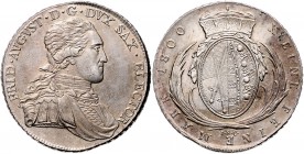 Sachsen - Kurfürstentum ab 1806 Königreich Friedrich August III. 1763-1806 Konventionstaler 1800 IEC Var. der Rs.: ein Palmblatt zeigt auf E von EINE ...