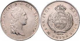 Sachsen - Kurfürstentum ab 1806 Königreich Friedrich August I. 1806-1827 Konventionstaler 1808 SGH mit kleiner Krone Kahnt 416. Dav. 854. AKS 12. Thun...