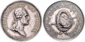 Sachsen - Kurfürstentum ab 1806 Königreich Friedrich August I. 1806-1827 Silbermedaille 1818 (v.Thomas) a.s. 50-jähriges Regierungsjubiläum Mers. 2074...