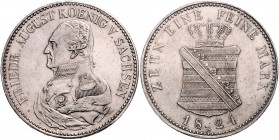 Sachsen - Kurfürstentum ab 1806 Königreich Friedrich August I. 1806-1827 Konventionstaler 1824 S Kahnt 1223. Kahnt 427. Dav. 861. AKS 30. 
 ss+