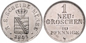 Sachsen - Kurfürstentum ab 1806 Königreich Friedrich August II. 1836-1854 1 Neugroschen 1841 G AKS 107. Jg. 82. 
 f.st
