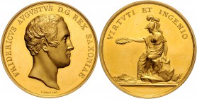 Sachsen - Kurfürstentum ab 1806 Königreich Friedrich August II. 1836-1854 Goldene Verdienstmed. o.J. zu 15 Dukaten (v. A.F. König) Prämie für besonder...