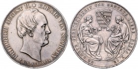 Sachsen - Kurfürstentum ab 1806 Königreich Friedrich August II. 1836-1854 Doppeltaler 1854 auf seinen Tod Kahnt 457. Dav. 880. AKS 116. Thun 331. 
Rf...