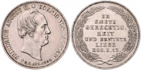 Sachsen - Kurfürstentum ab 1806 Königreich Friedrich August II. 1836-1854 1/3 Taler 1854 auf seinen Tod AKS 119. Jg. 93. 
 vz-st