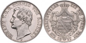 Sachsen - Kurfürstentum ab 1806 Königreich Johann 1854-1873 Vereinstaler 1857 F Kahnt 463. Dav. 890. AKS 132. Thun 339. 
winz.Kr. vz-