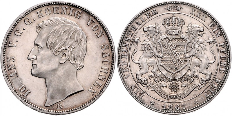 Sachsen - Kurfürstentum ab 1806 Königreich Johann 1854-1873 Vereinstaler 1861 Vs...