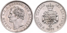 Sachsen - Kurfürstentum ab 1806 Königreich Johann 1854-1873 1/6 Taler 1861 AKS 142. Jg. 113. 
 vz-st