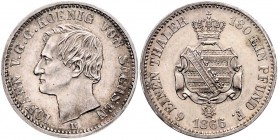 Sachsen - Kurfürstentum ab 1806 Königreich Johann 1854-1873 Lot von 2 Stücken: 1/6 Taler 1865 B und 1866 B AKS 142. Jg. 113. 
 ss-vz u. vz+