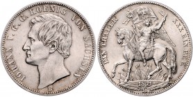 Sachsen - Kurfürstentum ab 1806 Königreich Johann 1854-1873 Vereinstaler 1871 Siegestaler Kahnt 473. Dav. 898. AKS 159. Thun 351. 
 f.vz/vz