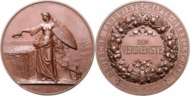 Sachsen - Anhalt - Halle a.d. Saale Bronzemedaille 1901 (graviert) (v. Schwenzer) der Deutschen Landwirtschaftsgesellschaft DEM VERDIENSTE", mit Gravu...