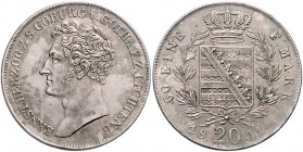 Sachsen - Coburg und Gotha Ernst I. 1806-1844 20 Kreuzer 1831 Rd: vertiefte Vierecke AKS 77. Jg. 253. 
ber., Vs: Kr. u. etw. Belag ss-vz