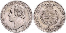 Sachsen - Coburg und Gotha Ernst II. 1844-1893 Lot von 2 Stücken: 1/6 Taler 1845 F (AKS 104 J. 281) und 1/6 Taler 1869 a.d. 25-jährige Regierungsjubil...