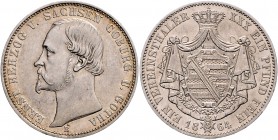 Sachsen - Coburg und Gotha Ernst II. 1844-1893 Vereinstaler 1864 B Kahnt 496. Dav. 826. AKS 103. Thun 369. 
kl.Kr. ss-vz