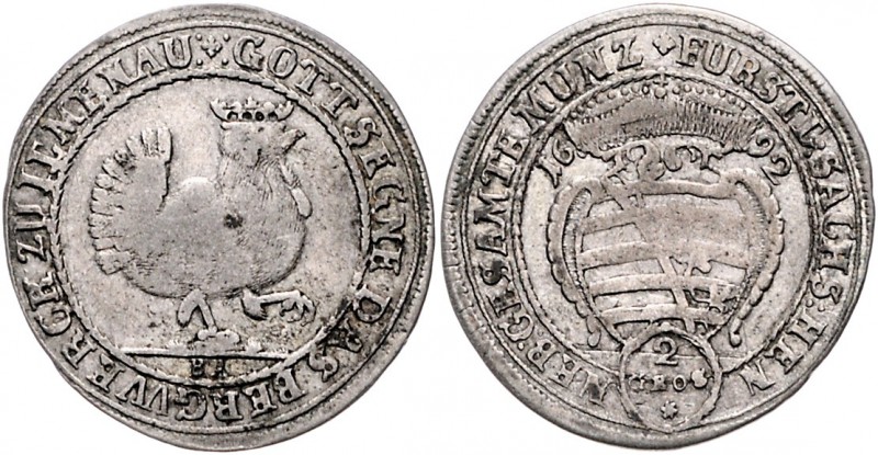 Sachsen - Henneberg Gemeinschaftsprägung 1691-1702 Groschen 1692 BA - Ilmenau Au...