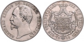 Sachsen - Meiningen Bernhard Erich Freund 1821-1866 Vereinstaler 1866 Kahnt 510. Dav. 839. AKS 219. Thun 380. 
ber. ss