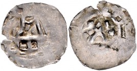 Württemberg - Ulm Lot von 3 Stücken: 2 x Königliche Münzstätte, Pfennig, frühes 11. Jhdt. Kreuz mit Kugel im Winkel/Kastenförmiges Gebäude (Fd. v. Cor...