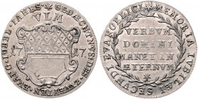 Württemberg - Ulm Silberabschlag des Dukaten 1717 a.d. 200-jährige Reformationsjubiläum Brozatus 990. Whiting 329. Nau 217. 
l.Pr.schw. vz