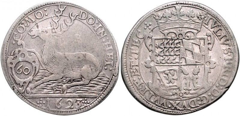 Württemberg - Weiltingen Julius Friedrich 1617-1635 Kipper-60 Kreuzer 1623 Brenz...