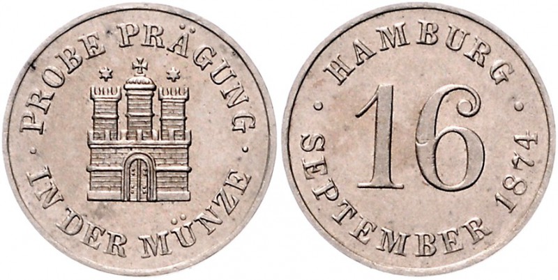Kaiserreich Kleinmünzen Probe o.J. in 2 Pf.-Größe zur Eröffnung der Hamburger Mü...