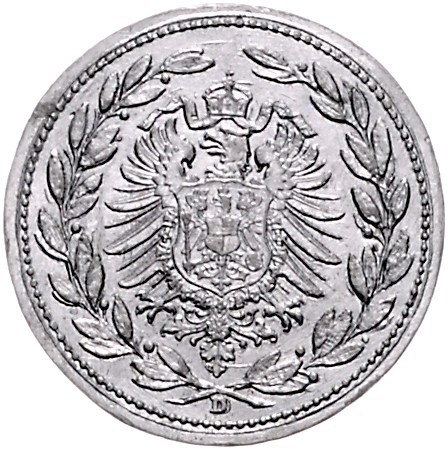 Kaiserreich Kleinmünzen 50 Pfennig o.J. einseitige Gestaltungsprobe der Adlersei...
