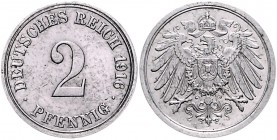 Kaiserreich Kleinmünzen 2 Pfennig 1916 A Materialprobe in Aluminium, Versuch die 2 Pfennig-Münzen in Ersatzmaterial herzustellen J. zu 11. Schaaf 11M6...