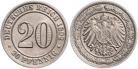 Kaiserreich Kleinmünzen 20 Pfennig 1892 D J. 14. 
 vz-st
