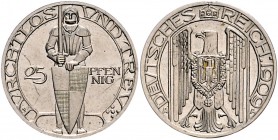 Kaiserreich Kleinmünzen 25 Pfennig 1909 A Motivprobe in Silber: Ritter mit Schild und Schwert, feine Stempelrisse J. zu 18. Schaaf 18G64 (dort mit Gew...