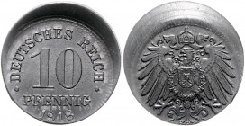 Ersatzmünzen des 1. Weltkrieges 10 Pfennig 1918 Fehlprägung J. 299. 
dezentriert vz-st