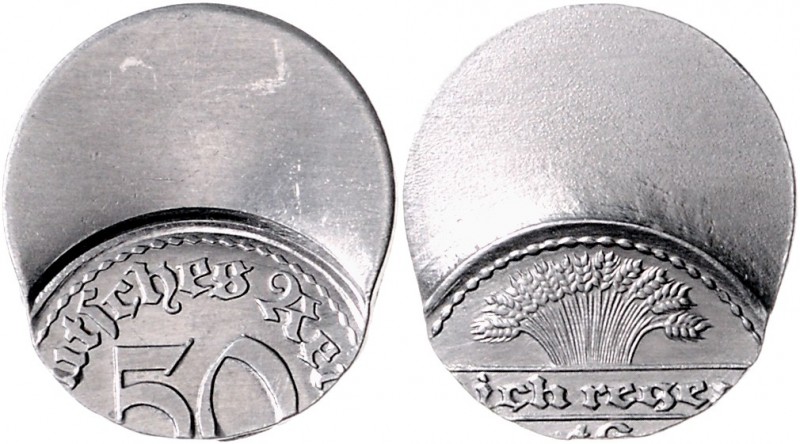 Ersatzmünzen des 1. Weltkrieges 50 Pfennig o.J. Fehlprägung: 60% dezentriert und...