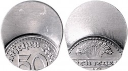 Ersatzmünzen des 1. Weltkrieges 50 Pfennig o.J. Fehlprägung: 60% dezentriert und ohne Riffelrand J. zu301. 
 vz