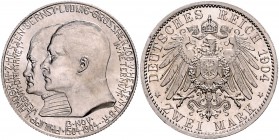 Hessen Ernst Ludwig 1892-1918 2 Mark 1904 Zum 400. Geburtstag Philipps des Großmütigen J. 74. 
 f.st