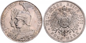 Preussen Wilhelm II. 1888-1918 5 Mark 1901 Zum 200-jährigen Bestehen des Königreichs J. 106. 
kl.Kr. vz+