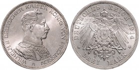 Preussen Wilhelm II. 1888-1918 3 Mark 1914 A J. 113. 
 vz-st