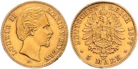 Bayern Ludwig II. 1864-1886 5 Mark 1877 D 
 ss-vz