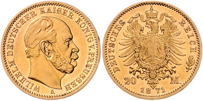 Preussen Wilhelm I. 1861-1888 20 Mark 1871 A 
 vz-st