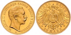 Preussen , Wilhelm II. 1888-1918 10 Mark 1898 A 
 vz-st/st