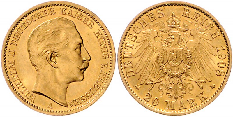 Preussen Wilhelm II. 1888-1918 20 Mark 1908 A 
 f.vz/vz-st