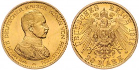 Preussen Wilhelm II. 1888-1918 20 Mark 1915 A 
sehr selten! vz-st/f.st
